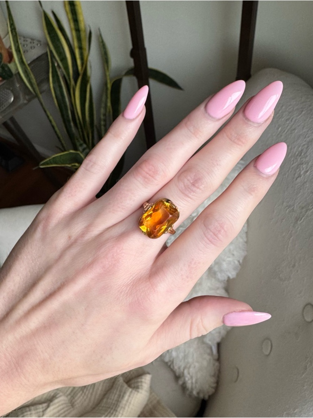 Vintage 14K Ring with 5 Carats Citrine Stone